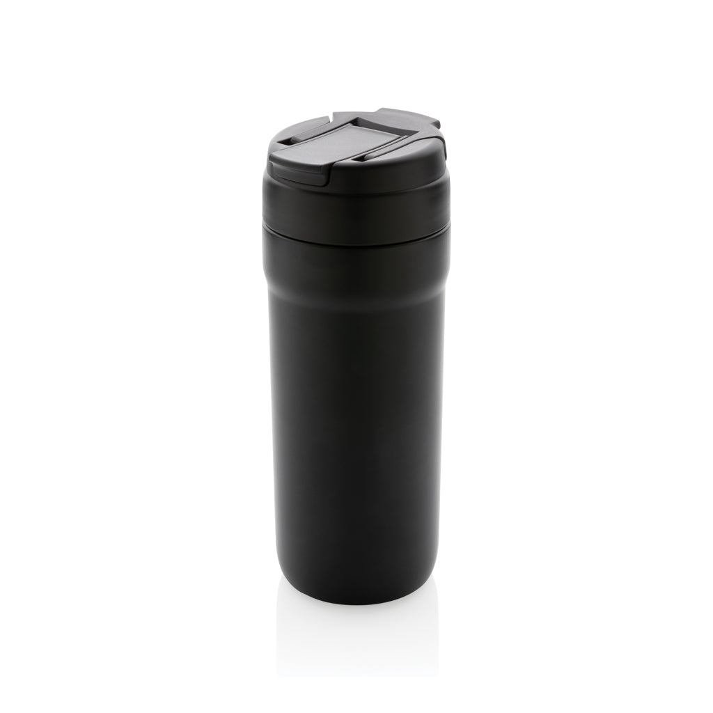 tazze termiche e bicchieri con tappo personalizzate in acciaio inossidabile riciclato, acciaio inossidabile riciclato colore nero_nero 121715030 VAR01