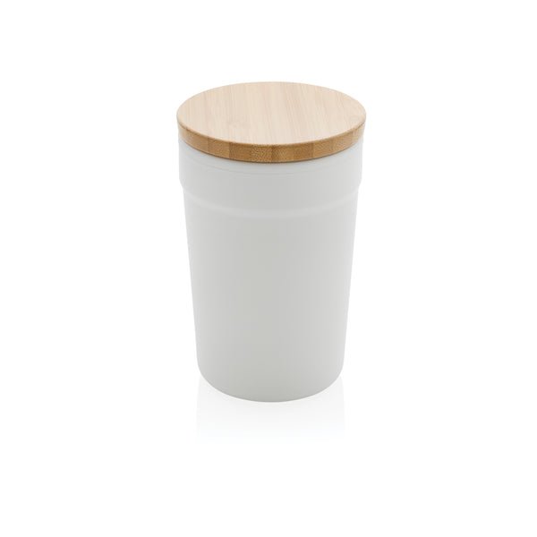 tazze termiche e bicchieri con tappo da personalizzare in polipropilene riciclato, bambù colore bianco_bianco 121715046 VAR03