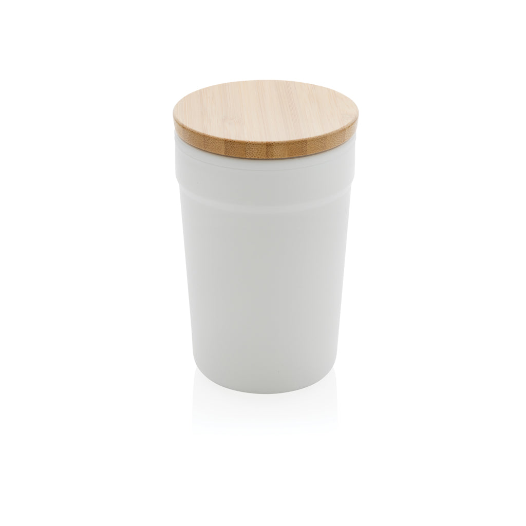 tazze termiche e bicchieri con tappo da personalizzare in polipropilene riciclato, bambù colore bianco_bianco 121715046 VAR03