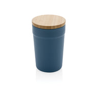 tazze termiche e bicchieri con tappo personalizzate in polipropilene riciclato, bambù colore blu_blu 121715046 VAR04