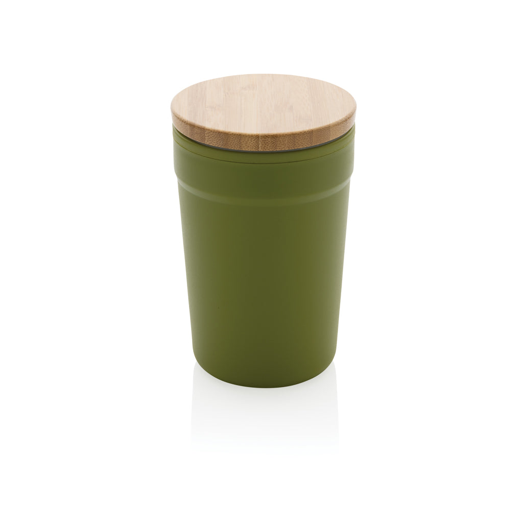 tazze termiche e bicchieri con tappo personalizzate in polipropilene riciclato, bambù colore verde_verde 121715046 VAR05