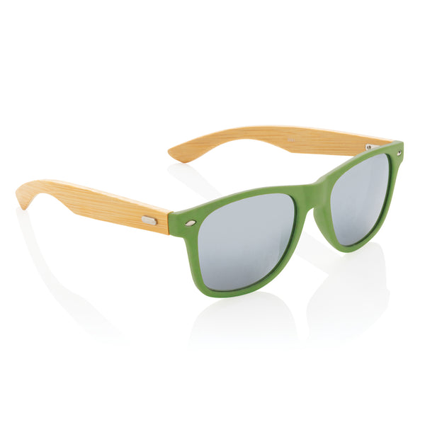 occhiali da sole promozionali in rpc, fsc® bambù colore verde_verde 121717114 VAR03