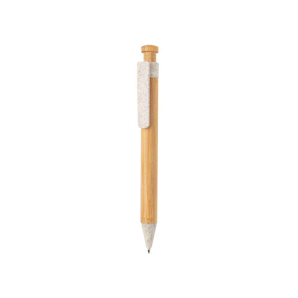 biro ecologiche da personalizzare in bambù, paglia di grano colore bianco_bianco 121732771 VAR02