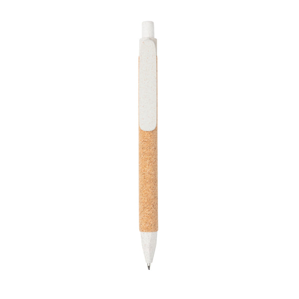Carica l&#39;immagine nel visualizzatore di Gallery, biro ecologiche da personalizzare in sughero, paglia di grano colore bianco_bianco 121732815 DET09
