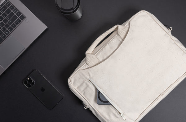 Carica l&#39;immagine nel visualizzatore di Gallery, borse porta PC e documenti da personalizzare in cotone riciclato colore off-white_bianco 121744928 DET08
