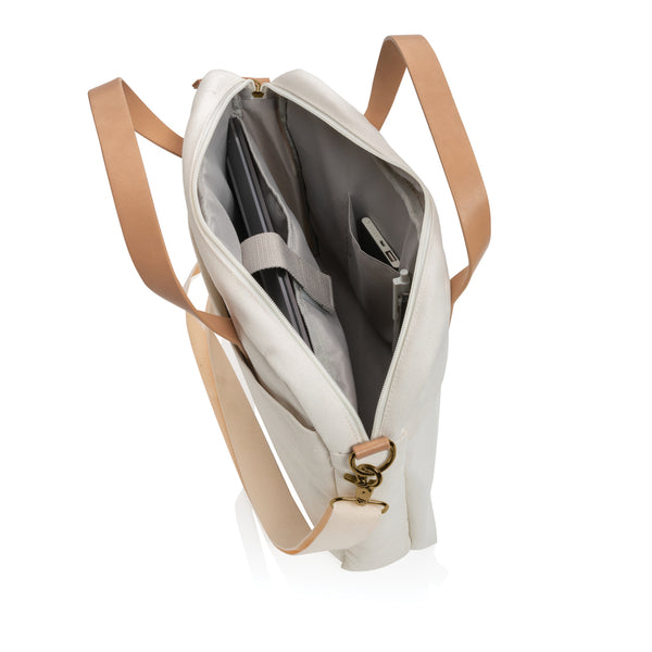 Carica l&#39;immagine nel visualizzatore di Gallery, borse porta PC e documenti da personalizzare in cotone riciclato, pu colore off-white_bianco 121747740 DET09
