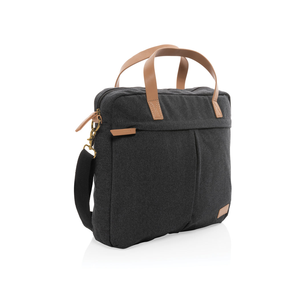 borse porta PC e documenti personalizzate in cotone riciclato, pu colore nero_nero 121747740 VAR01