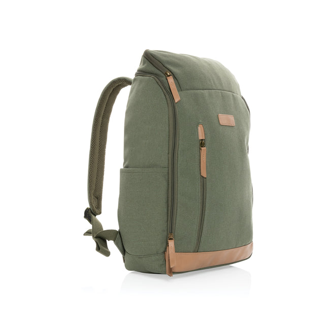 zaini porta PC promozionali in cotone riciclato, pu colore verde_verde 121747741 VAR05