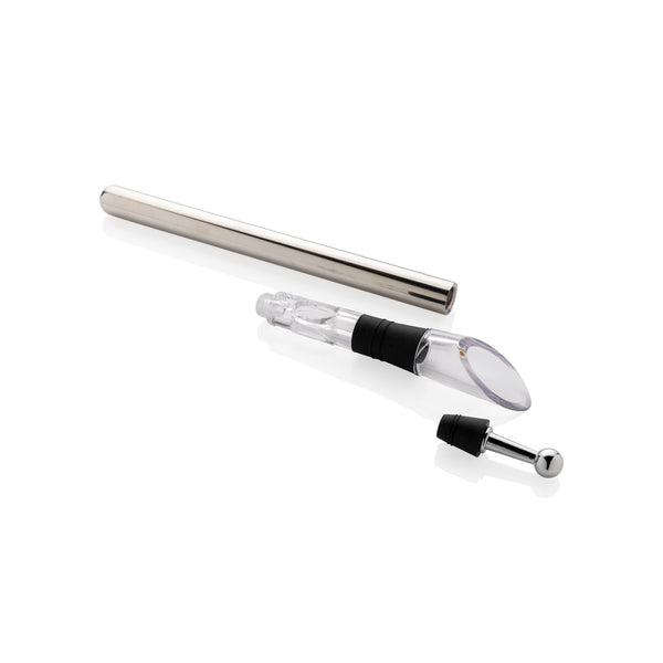 set vino e portabottiglie stampati con logo in acciaio inossidabile, silicone colore argento_argento 121762823 VAR01