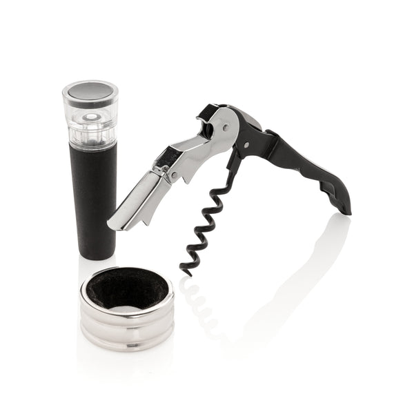 set vino e portabottiglie stampati con logo in acciaio inossidabile, acciaio al carbonio colore argento_argento 121762824 VAR01