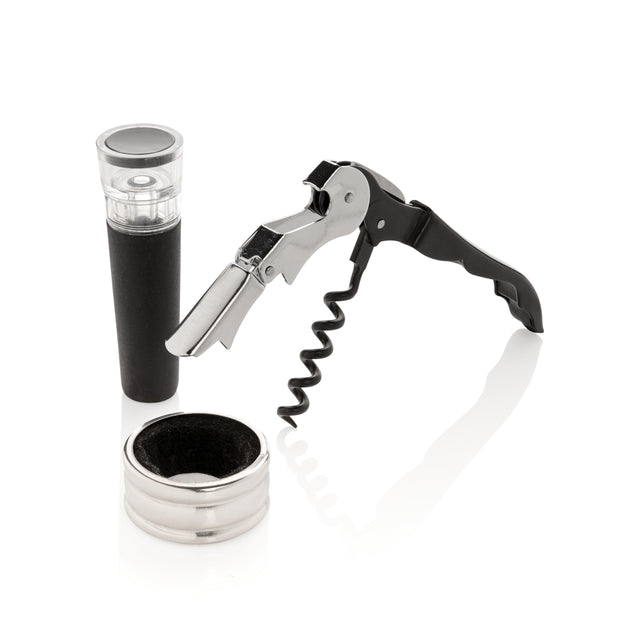 set vino e portabottiglie stampati con logo in acciaio inossidabile, acciaio al carbonio colore argento_argento 121762824 VAR01