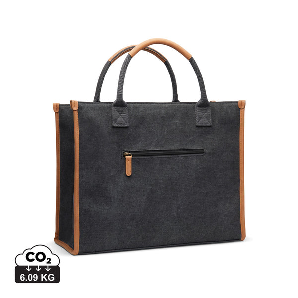 Carica l&#39;immagine nel visualizzatore di Gallery, borse porta PC e documenti personalizzate in canapa riciclato, poliestere colore nero_nero 122347917 DET07

