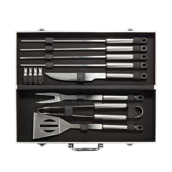 Carica l&#39;immagine nel visualizzatore di Gallery, set barbecue stampati con logo in acciaio inossidabile, alluminio colore argento_argento 121713935 DET08
