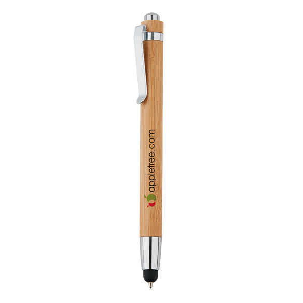 Carica l&#39;immagine nel visualizzatore di Gallery, biro touchscreen per tablet stampate con logo in bambù, acciaio inossidabile colore marrone_marrone 121732767 DET09

