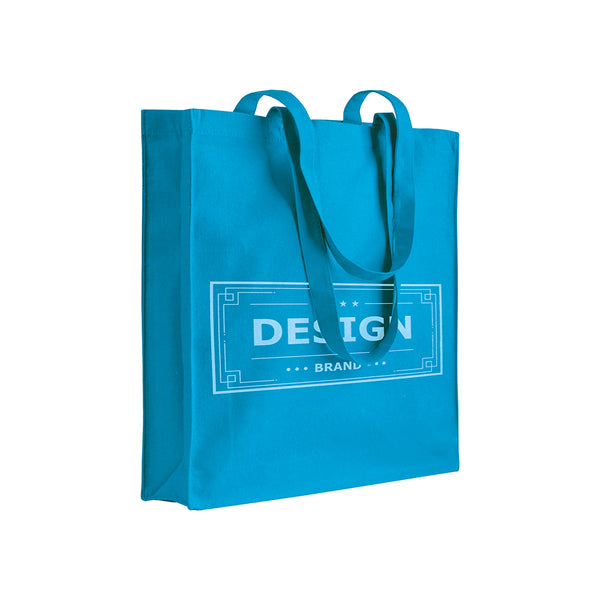 Carica l&#39;immagine nel visualizzatore di Gallery, borsa shopper promozionale in cotone azzurra 01121125 DET03
