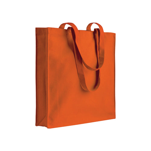 borsa stoffa con logo in cotone arancione 01189125 VAR03