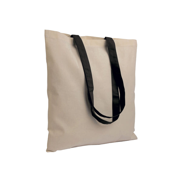 shopper bag con logo in cotone nera 01274074 VAR01