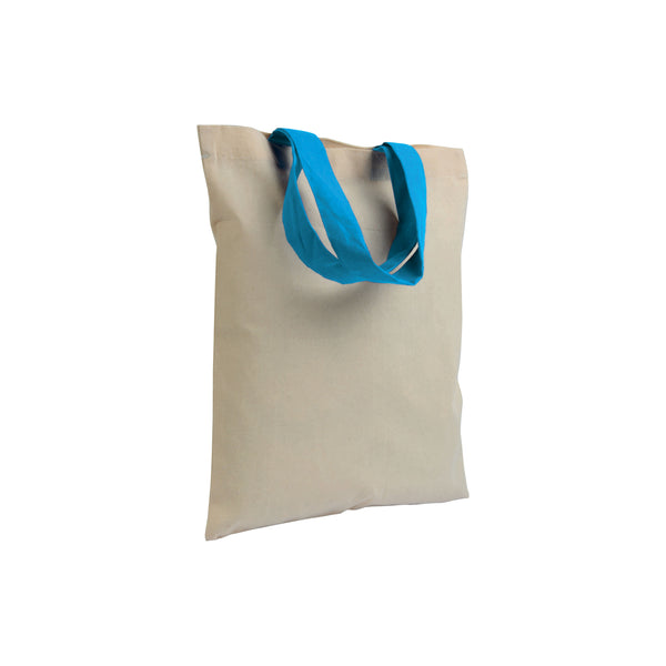 mini shopper bag stampata in cotone azzurra 01274091 VAR01