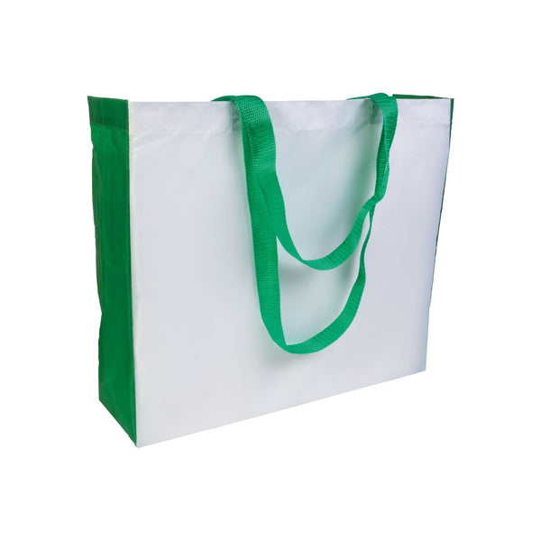 shopper stampata in poliestere verde 01290972 VAR04