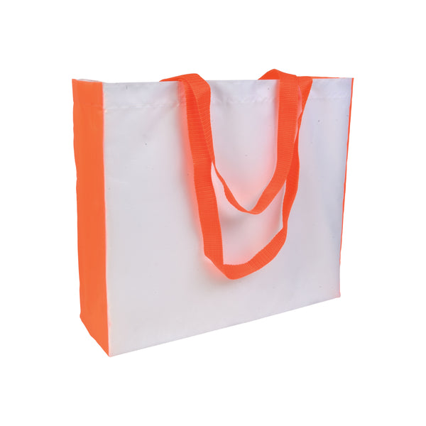 shopper stampata in poliestere arancione 01290972 VAR05