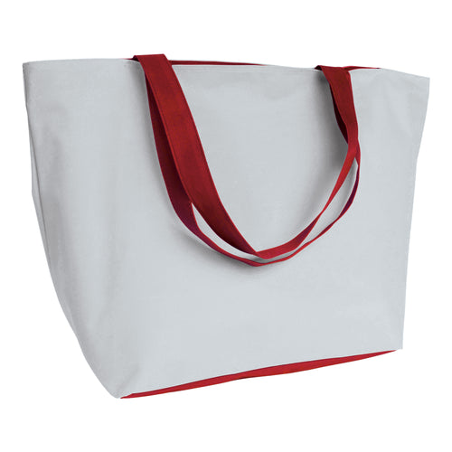 borsa mare personalizzata in poliestere rossa-bianca 01291312 VAR03