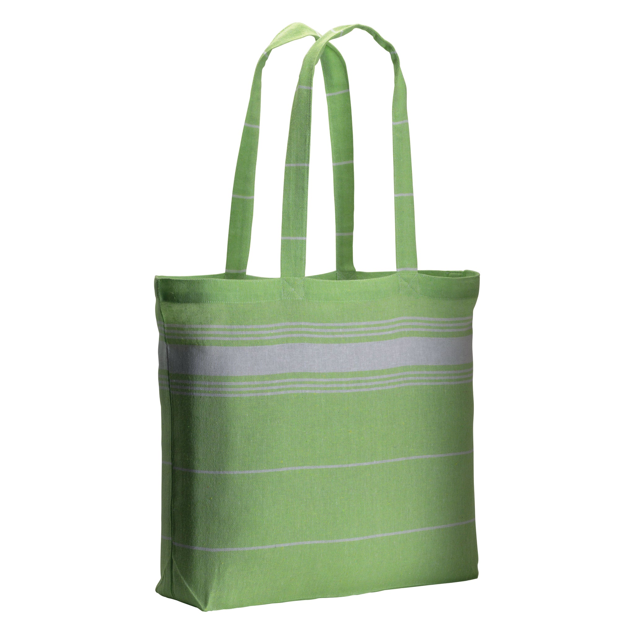 shopper stampata in cotone verde-mela 01325176 VAR01