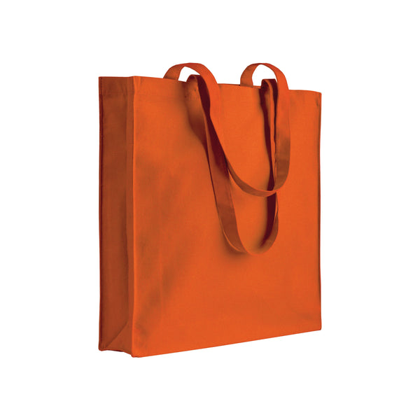 shopper stampata in cotone arancione 01325686 VAR06