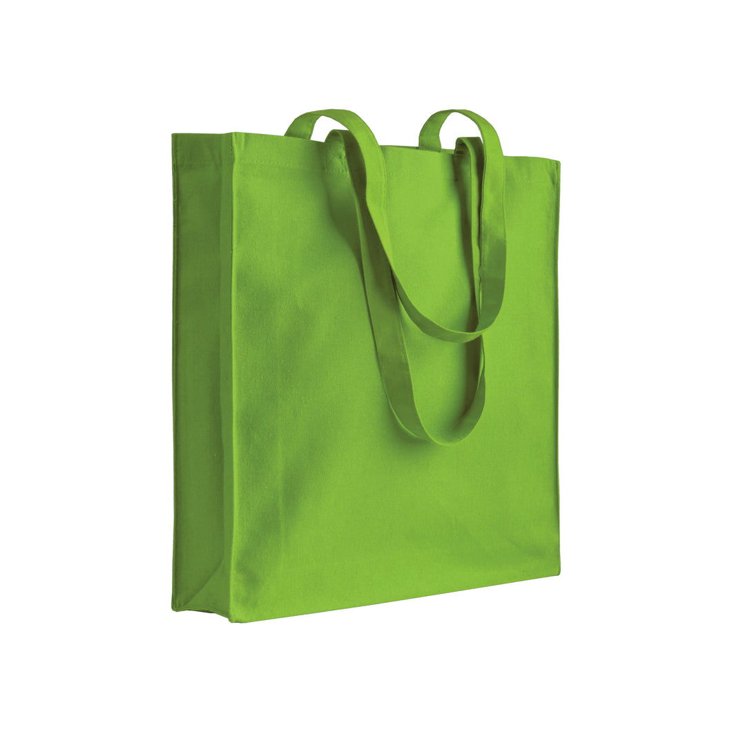 shopper stampata in cotone verde-mela 01325686 VAR02