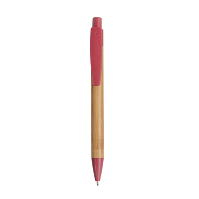 penna con logo in bambu rossa 01353787 VAR01