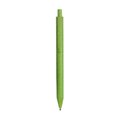 penna con logo in paglia verde-mela 01353855 VAR03