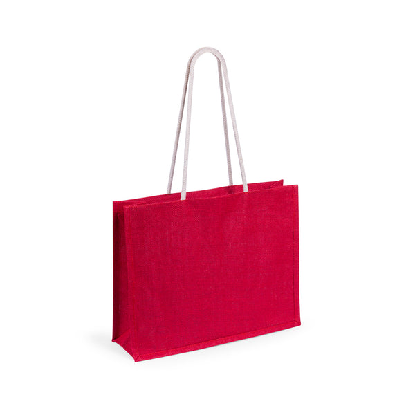 borsa shopping stampata in juta rossa 0383011 VAR01