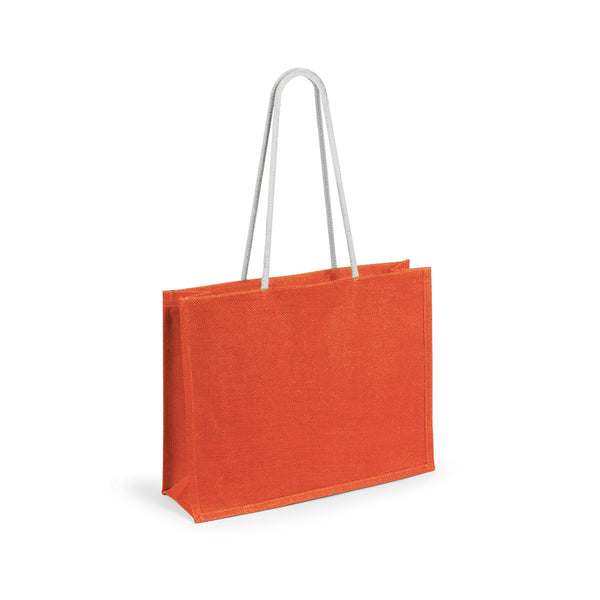 borsa shopping stampata in juta arancione 0383011 VAR05