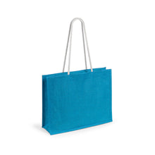Carica l&#39;immagine nel visualizzatore di Gallery, borsa shopping personalizzata in juta azzurra 0383011 VAR06
