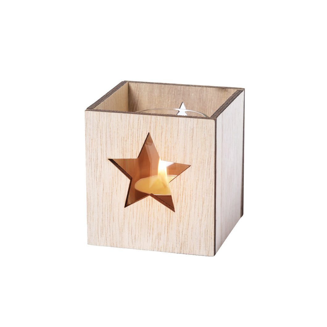 candela natalizia stampata in legno stella 03117368 DET02