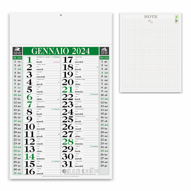calendario stampato 2024 in carta verde 041506880 VAR01