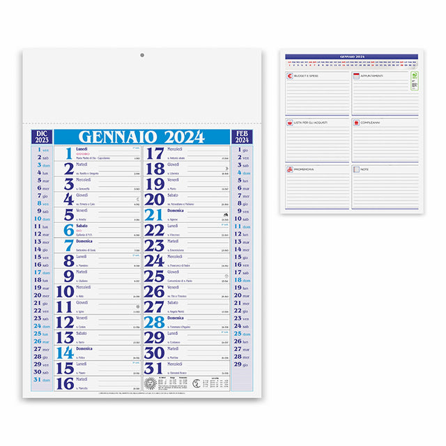 calendario stampato 2024 in carta blu 041507050 VAR03