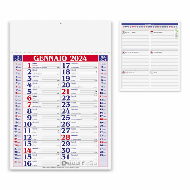 calendario stampato 2024 in carta rosso 041507050 VAR02