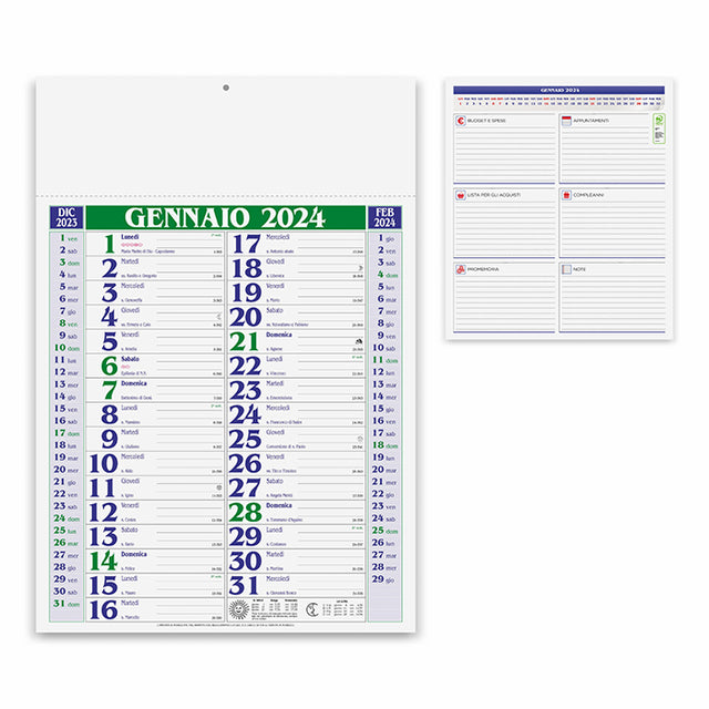 calendario pubblicitario 2024 in carta verde 041507050 VAR01