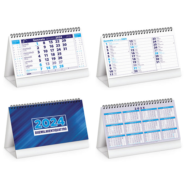 calendario da tavolo promozionale 2024 in carta blu 041508155 VAR02