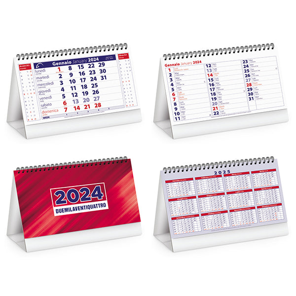 calendario da tavolo con logo 2024 in carta rosso 041508155 VAR03