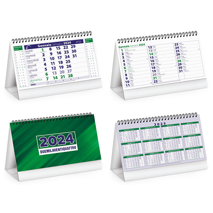 calendario da tavolo personalizzato 2024 in carta verde 041508155 VAR01