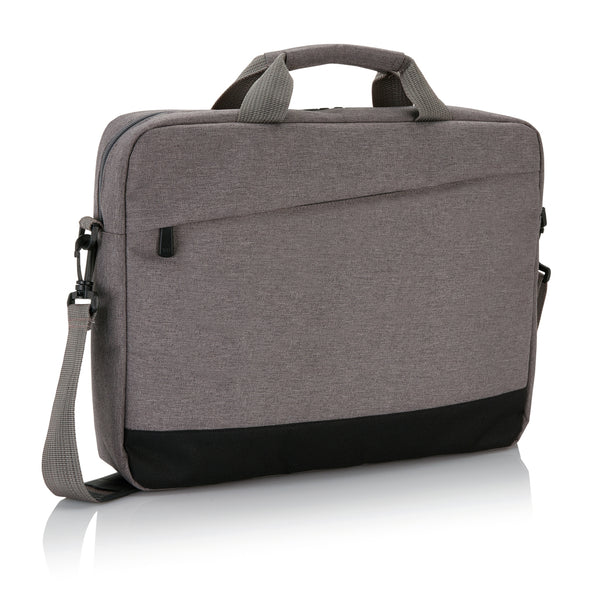 borsa porta pc personalizzabile in poliestere grigia-nera 041244978 VAR01